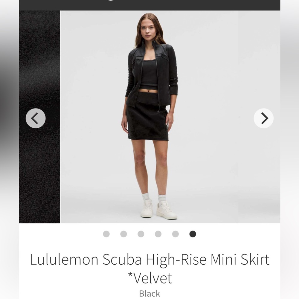 Lululemon black Scuba high rise black velvet mini skirt NWT